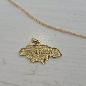 Gold Jamacia island pendent with 18" Rope chain